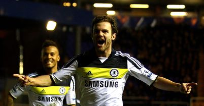 Mata: Celebrates his strike for Chelsea